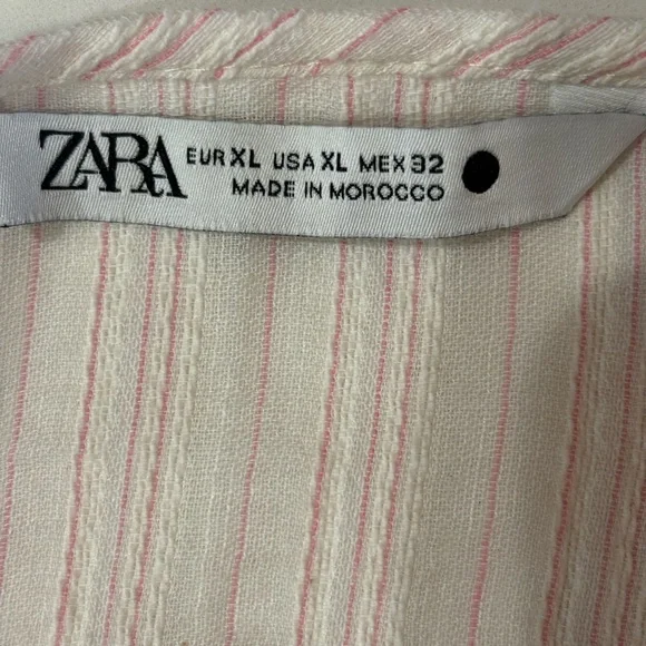 Zara Cream and Pink Striped Linen Blend Tunic Dress ZW Collection Size XL. - Picture 3 of 4